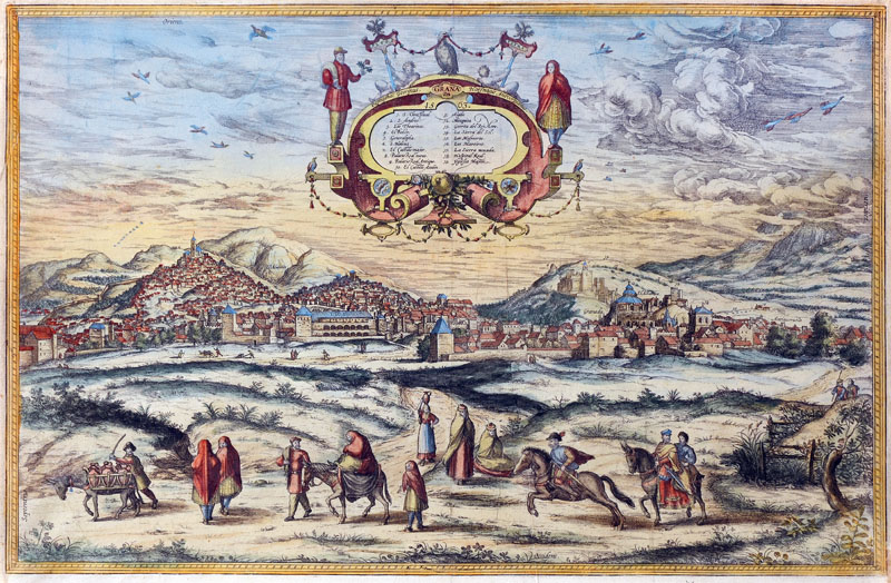 Gezicht op Granada Spanje 1598 Braun en Hogenberg